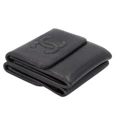 Chanel Compact Bifold Leather Caviar Purse Wallet CC-0624N-0013