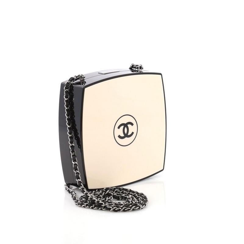 White Chanel Compact Powder Minaudiere Plexiglass