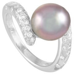 Chanel Concept 18 Karat White Gold 0.50 Carat Diamond and Pearl Ring