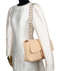 Chanel Contemporary Lambskin Quilted Jumbo Single Flap Bag in Beige