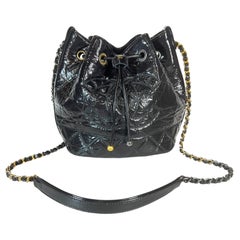 Chanel Contemporary Women's Drawstring Bag in Black Leather, Circa 2020