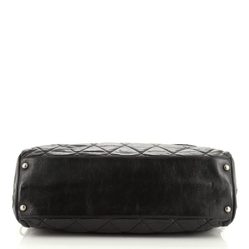 Black Chanel Convertible Boy Satchel Quilted Glazed Calfskin Large