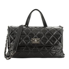 Chanel Convertible Boy Satchel Quilted Glazed Calfskin Large