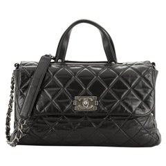 Chanel Convertible Boy Satchel Quilted Glazed Calfskin Large