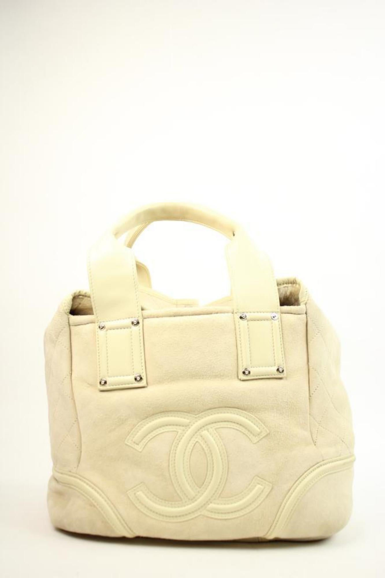 Chanel Convertible Fur Tote 37cca629 Beige Shearling Satchel For Sale 7