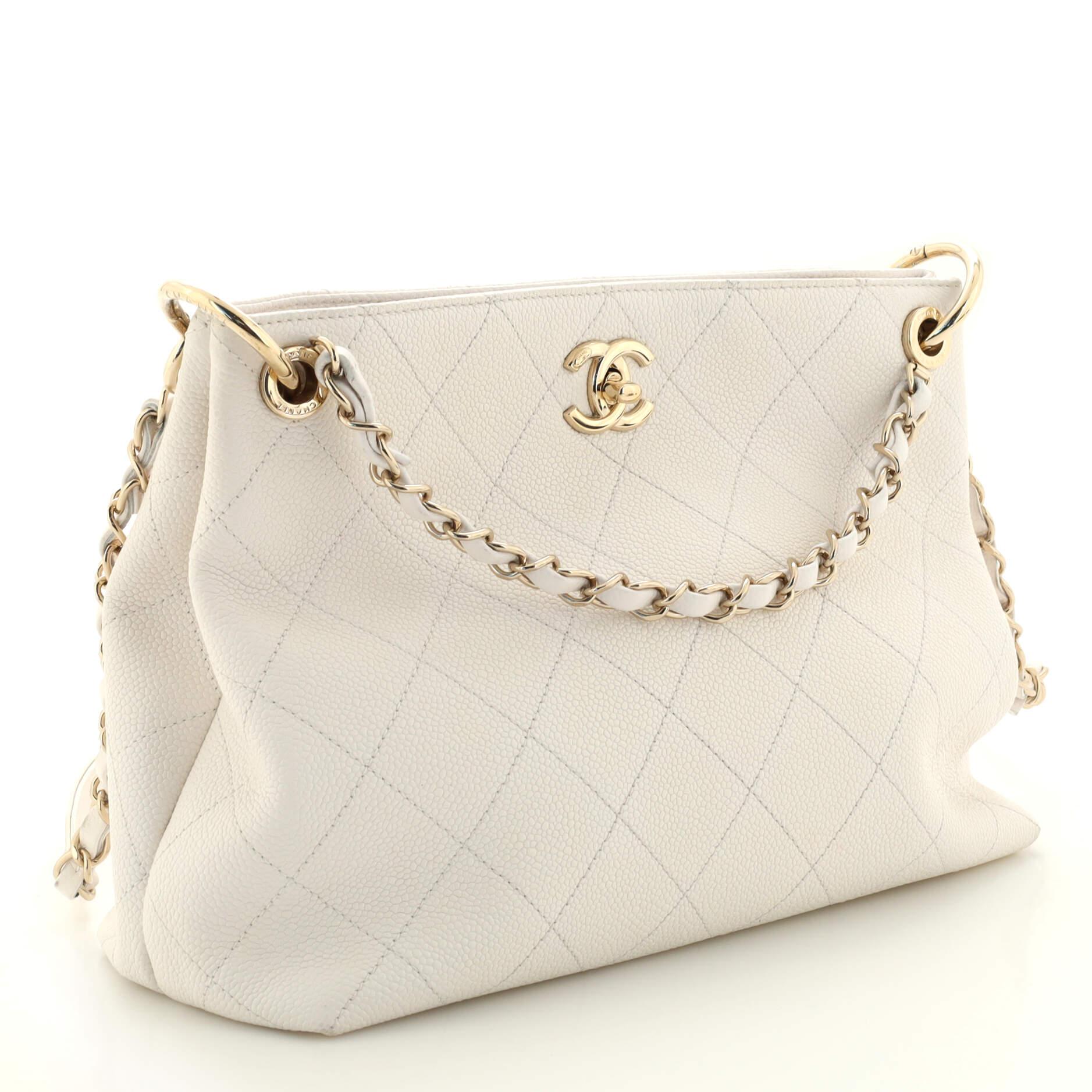 Chanel Convertible Soft Chain Shoulder Bag Stitched Caviar Medium In Good Condition In NY, NY