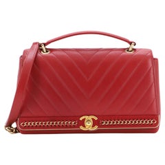 Chanel Convertible Top Handle Bag Chevron Calfskin with Braided Chain Detail