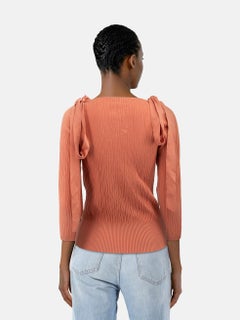 Chanel Coral Bow Detail Stretchy Top Size XS