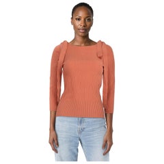 Chanel Coral Bow Detail Stretchy Top Size XS
