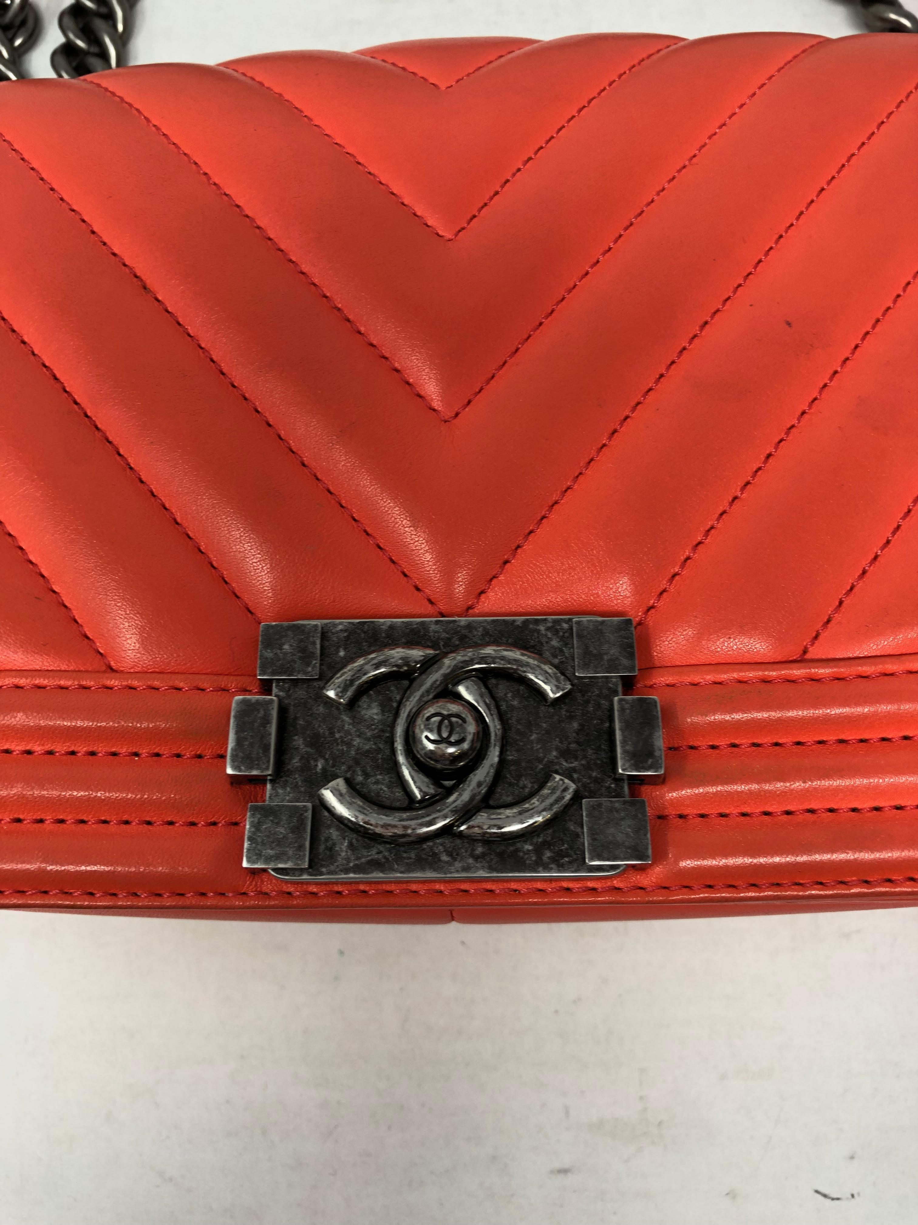 Red Chanel Coral Boy Bag