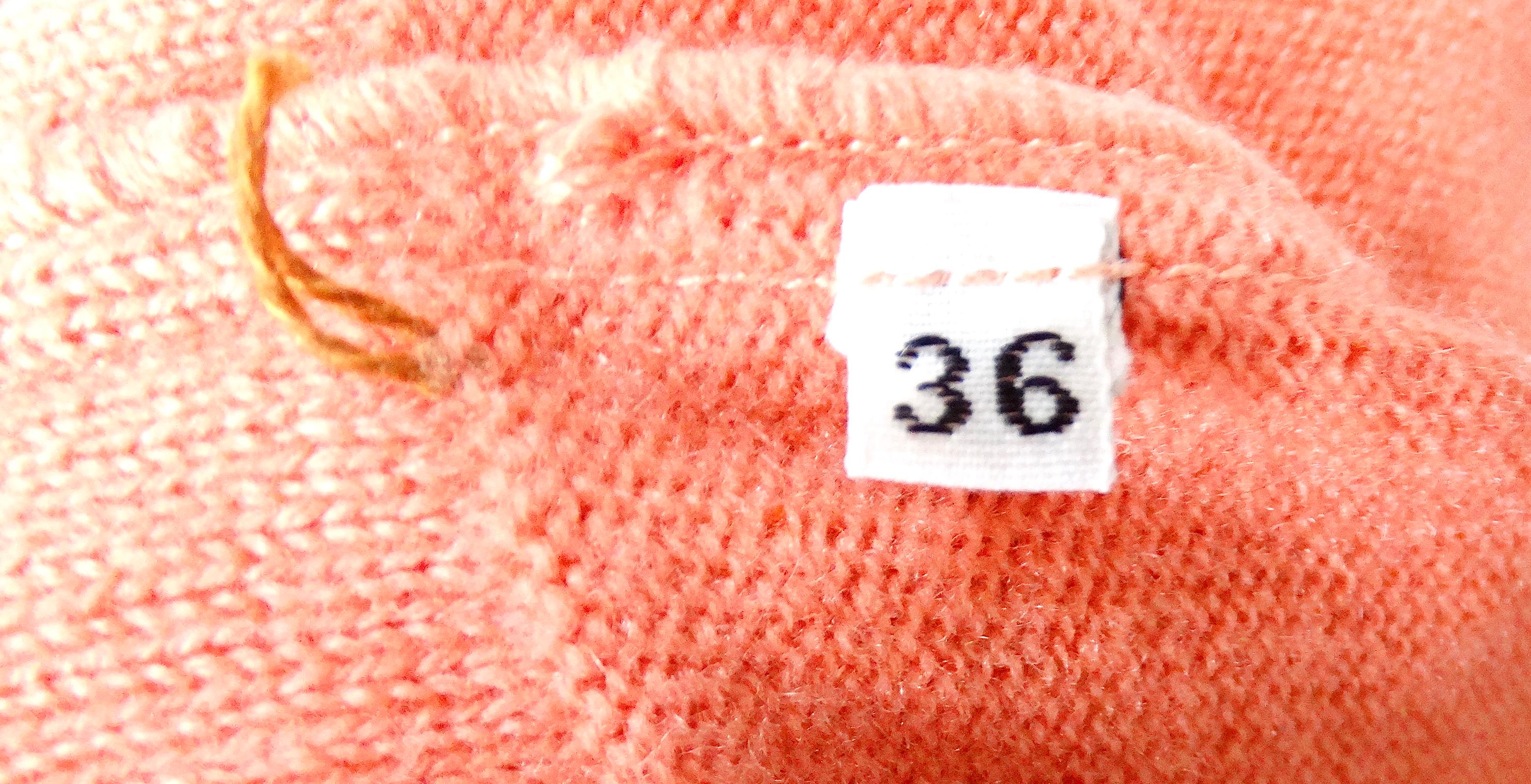 Chanel Coral Cashmere Cardigan With Gold-Tone CC Buttons circa 1980s For Sale 4