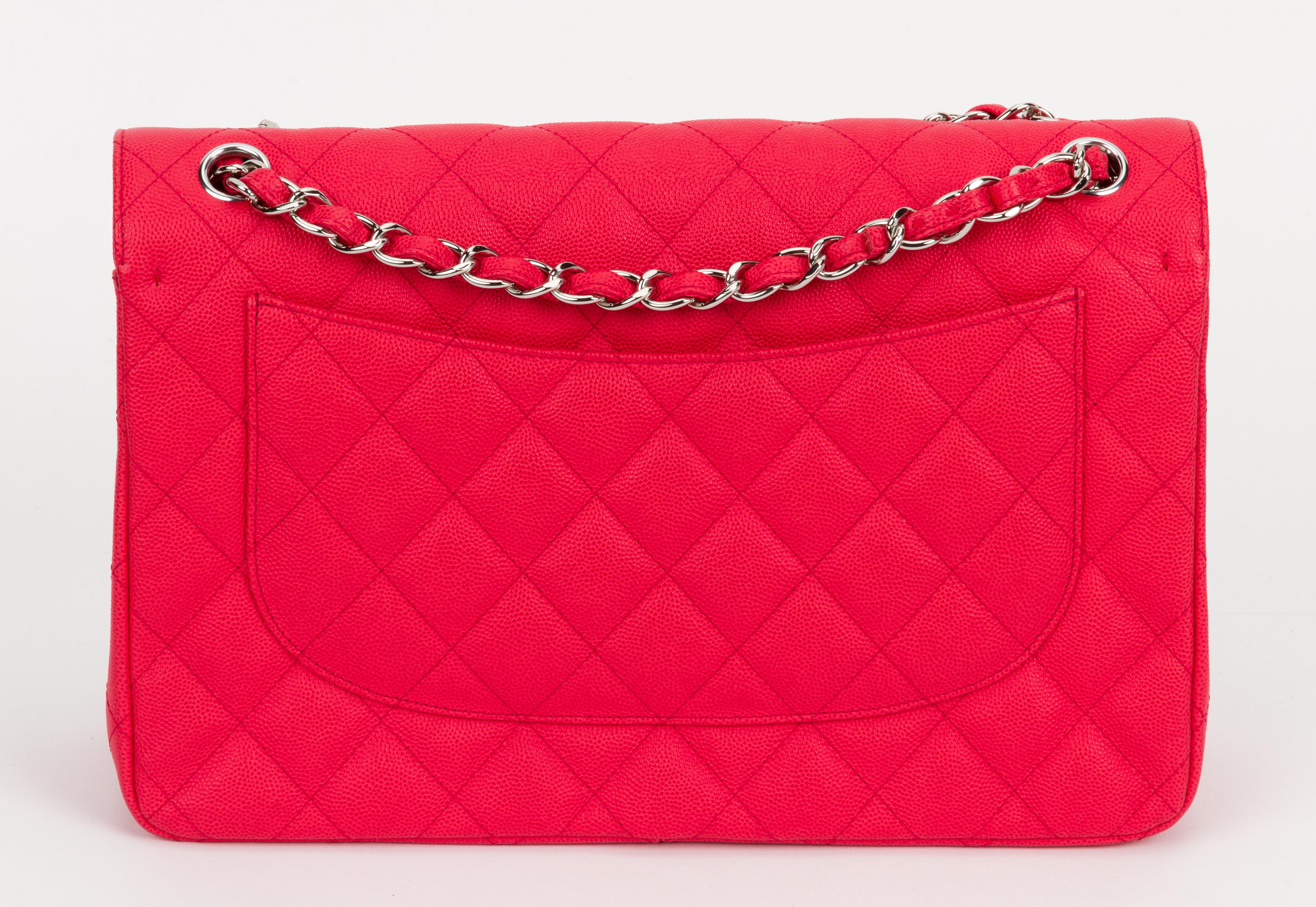 Red Chanel Coral Caviar Jumbo Double Flap