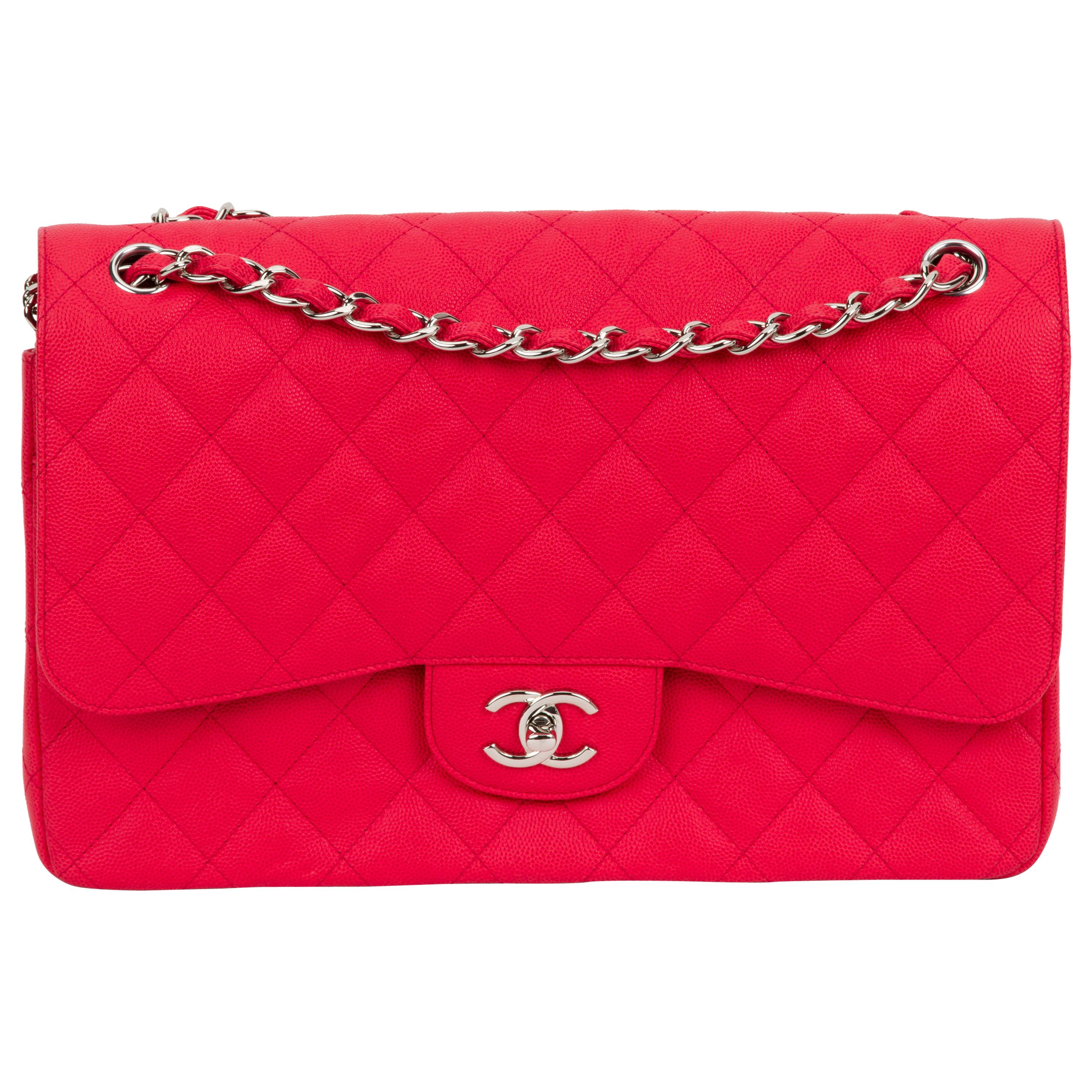 Chanel Coral Caviar Jumbo Double Flap