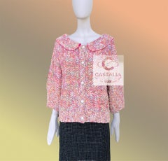 Chanel Coral Lesage Tweed Jacket with CC Pearl Buttons 40 FR