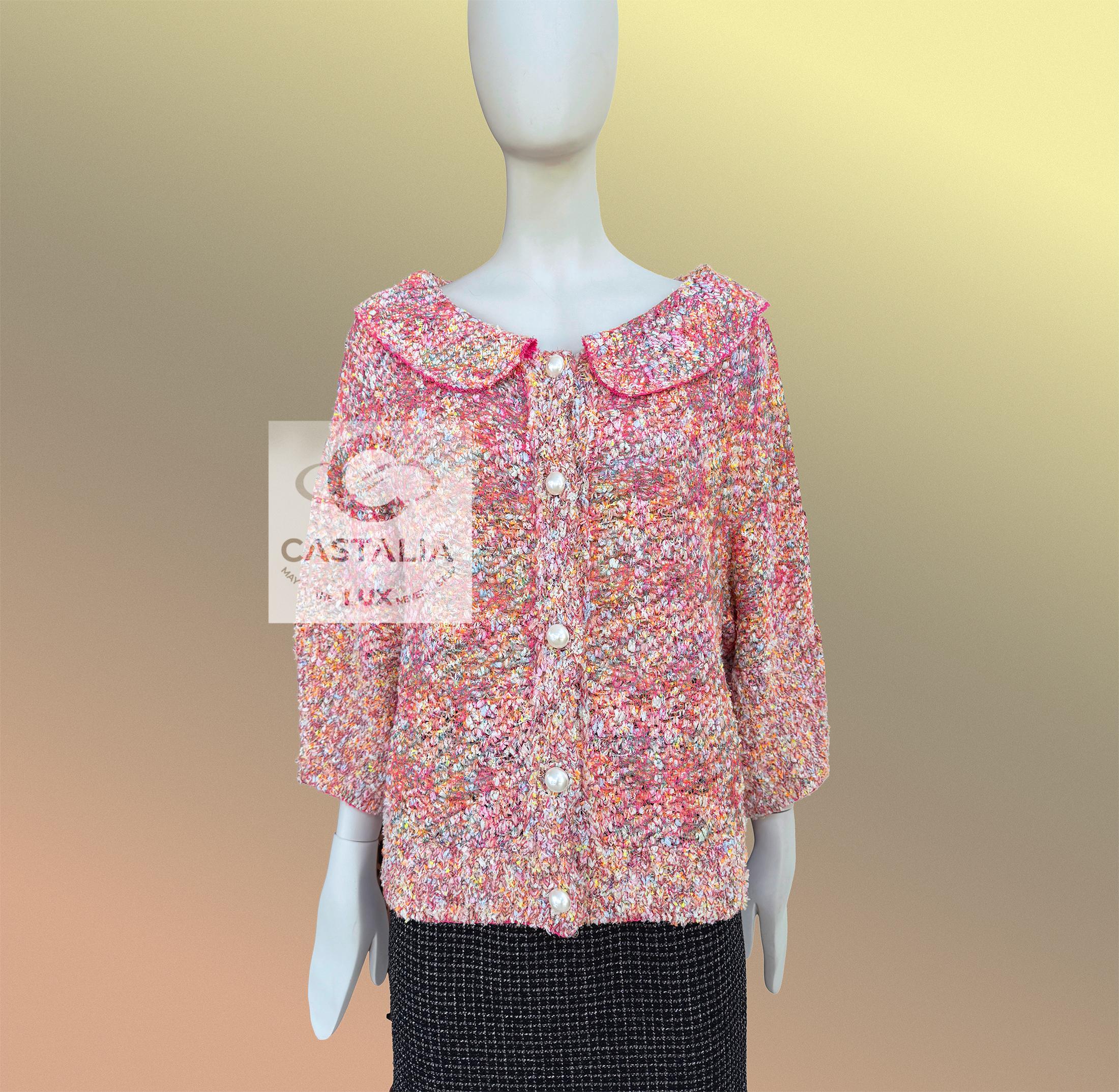 Chanel - Veste en tweed Lesage corail avec boutons en perles CC 40 FR Unisexe en vente