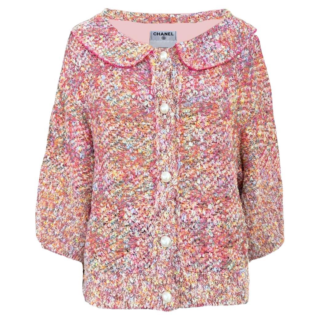 Chanel - Veste en tweed Lesage corail avec boutons en perles CC 40 FR