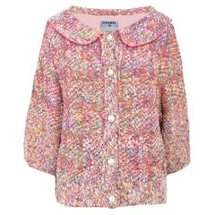 Chanel Coral Lesage Tweed Jacket with CC Pearl Buttons 40 FR