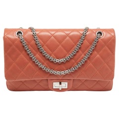 Chanel Coral Orange Quilted Leather Reissue 2.55 Classic 227 Flap Bag