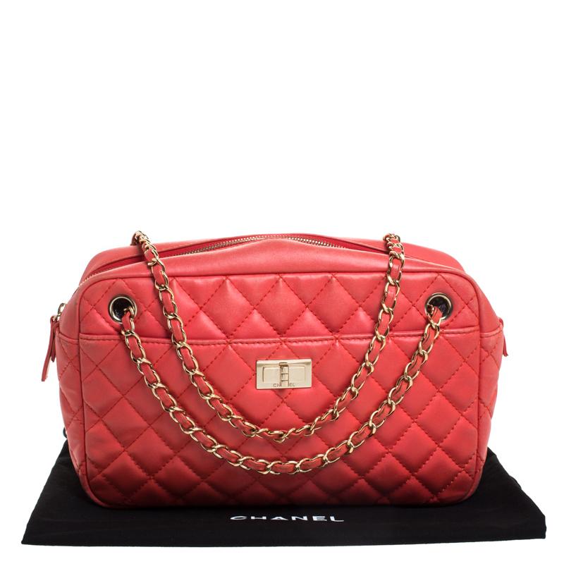 Chanel Coral Orange Quilted Leather Reissue Camera Bag 8