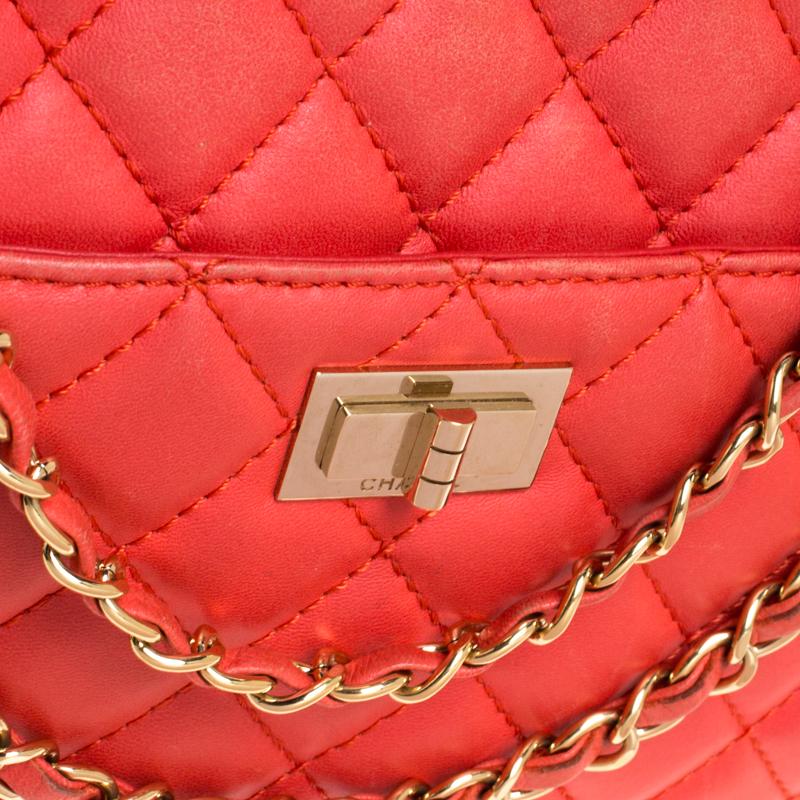 Chanel Coral Orange Quilted Leather Reissue Camera Bag 4