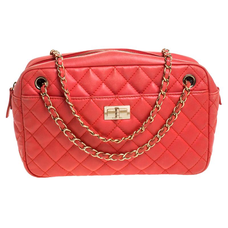Chanel Coral Orange Quilted Leather Reissue Camera Bag