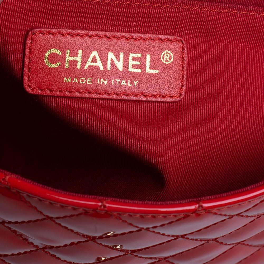 Chanel Koralle Orange gesteppt Lackleder Valentine Charme einzelne Klappe Tasche Damen