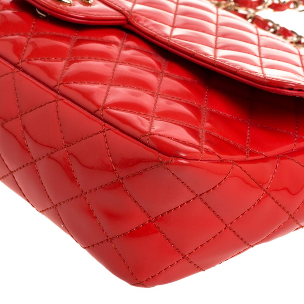 Chanel Coral Orange Quilted Patent Leather Valentine Charm Single Flap Bag 1