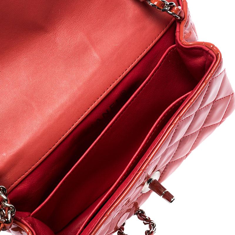 Chanel Coral Patent Leather New Mini Classic Flap Bag 4