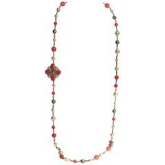 Chanel Coral Pearl Gripoix Necklace