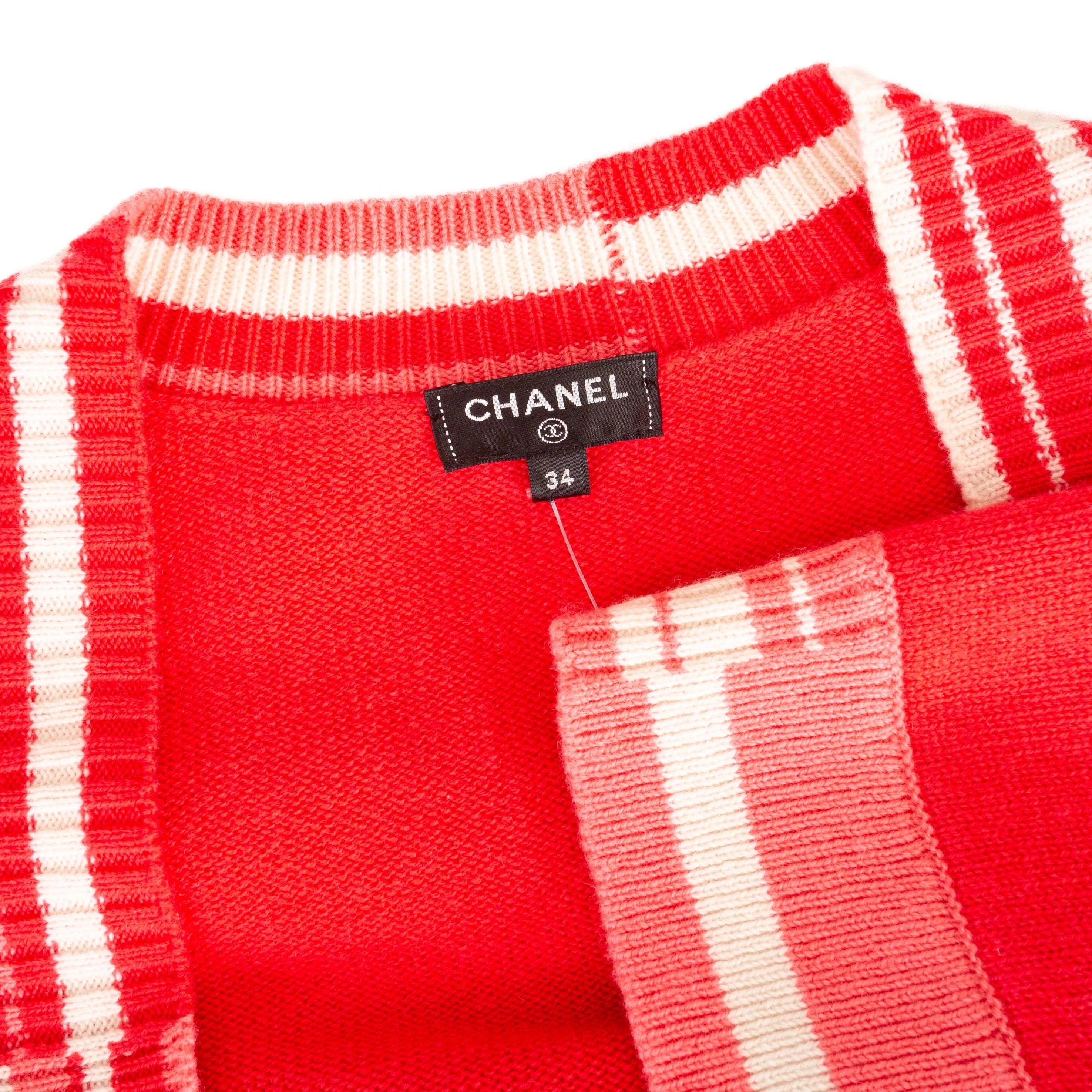 Chanel Coral Pink Cashmere Short Sleeve Wrap Cardigan (Fall2013) 5