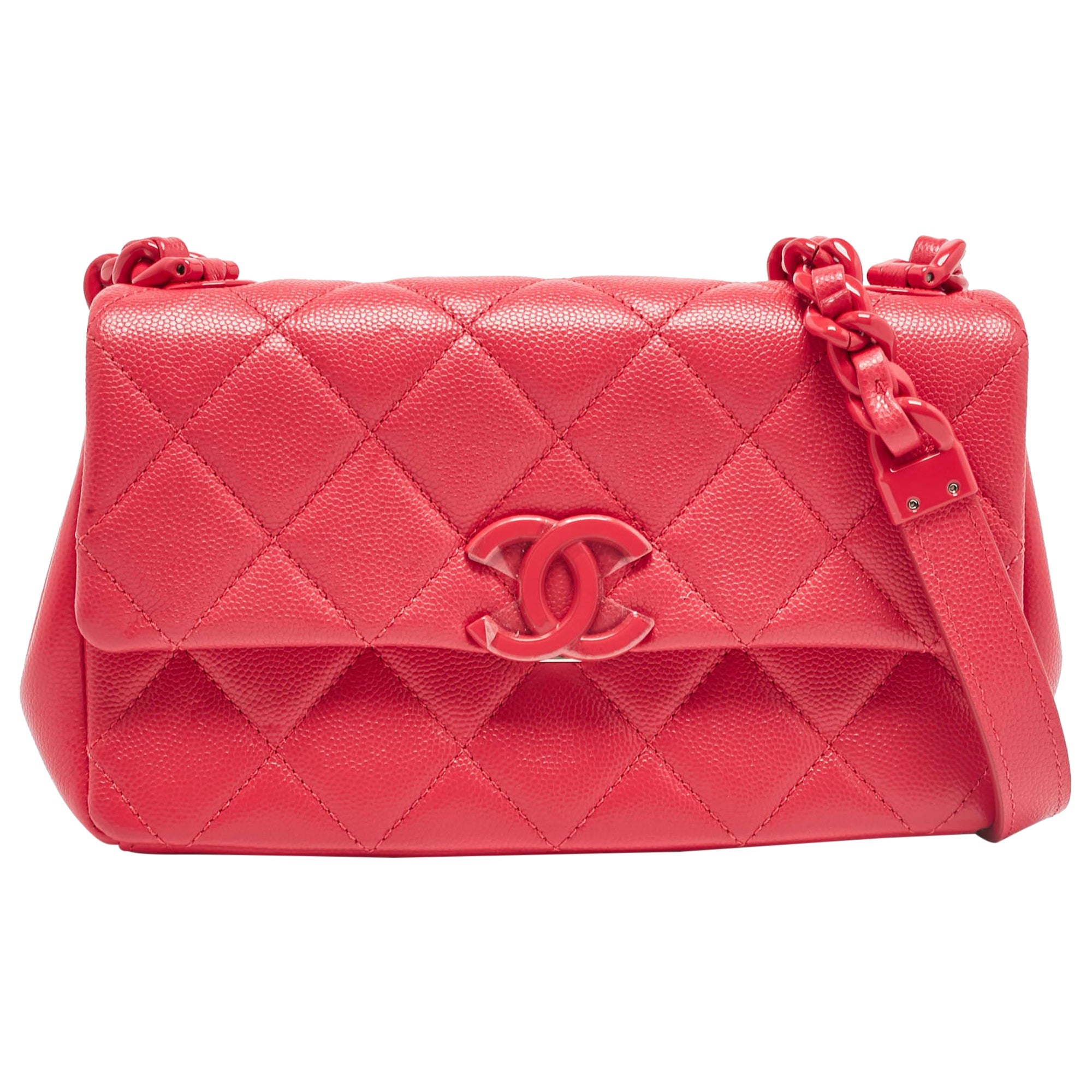Chanel Coral Pink Caviar Quilted Leather My everything Flap Bag