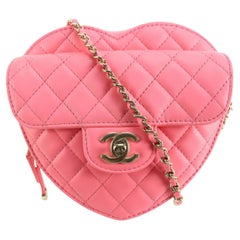 Pink Heart Bag - 31 For Sale on 1stDibs  pink quilted heart bag, heart  shaped bag pink, heart shaped pink purse