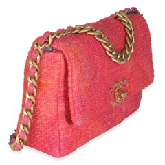 Chanel Coral Pink Tweed Quilted Medium Chanel 19 Flap Bag