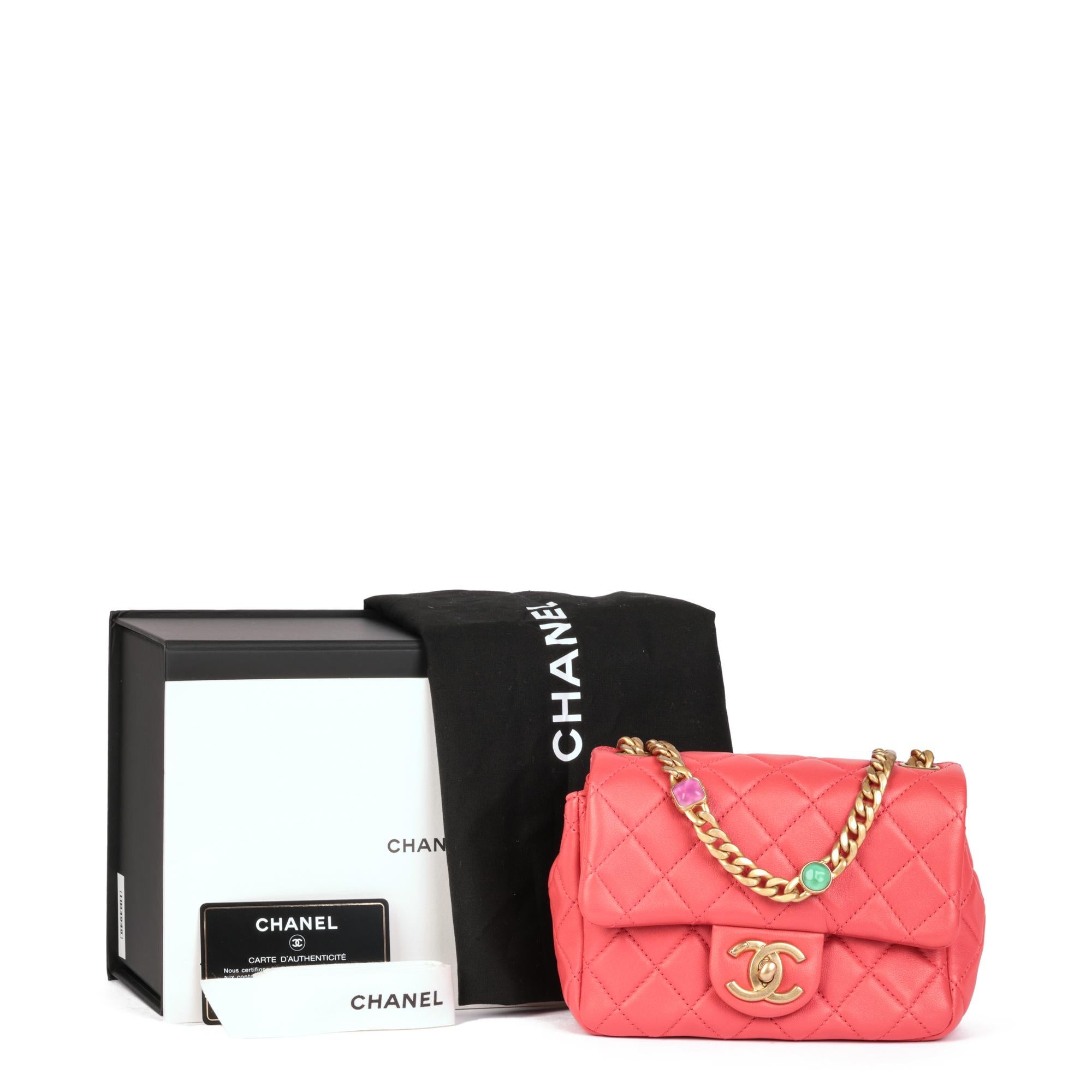 CHANEL Coral Red Quilted Lambskin Jewels Square Mini Flap Bag 8