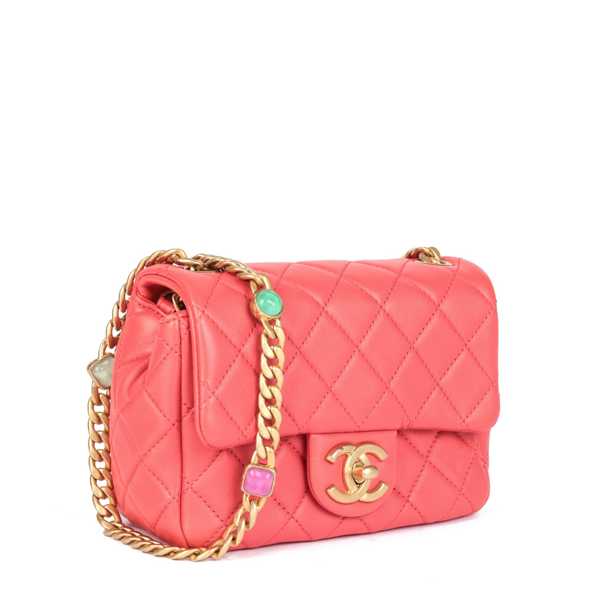 CHANEL
Coral Red Quilted Lambskin Jewels Square Mini Flap Bag

Serial Number: 31132857
Age (Circa): 2020
Accompanied By: Chanel Dust Bag, Box, Authenticity Card, Ribbon, Care Card
Authenticity Details: Authenticity Card, Serial Sticker (Made in