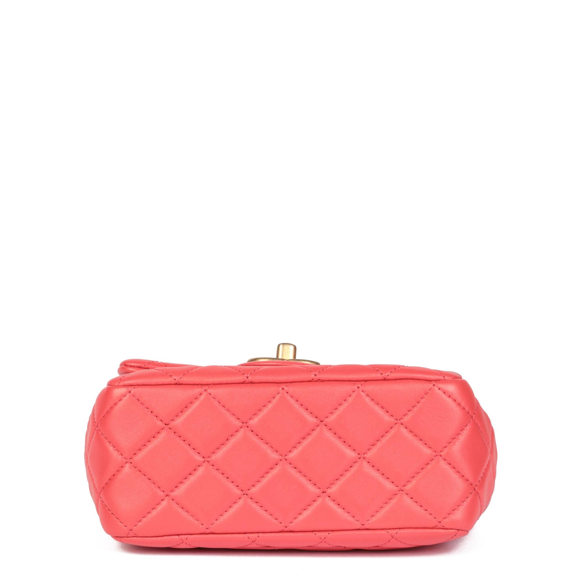 CHANEL Coral Red Quilted Lambskin Jewels Square Mini Flap Bag 2