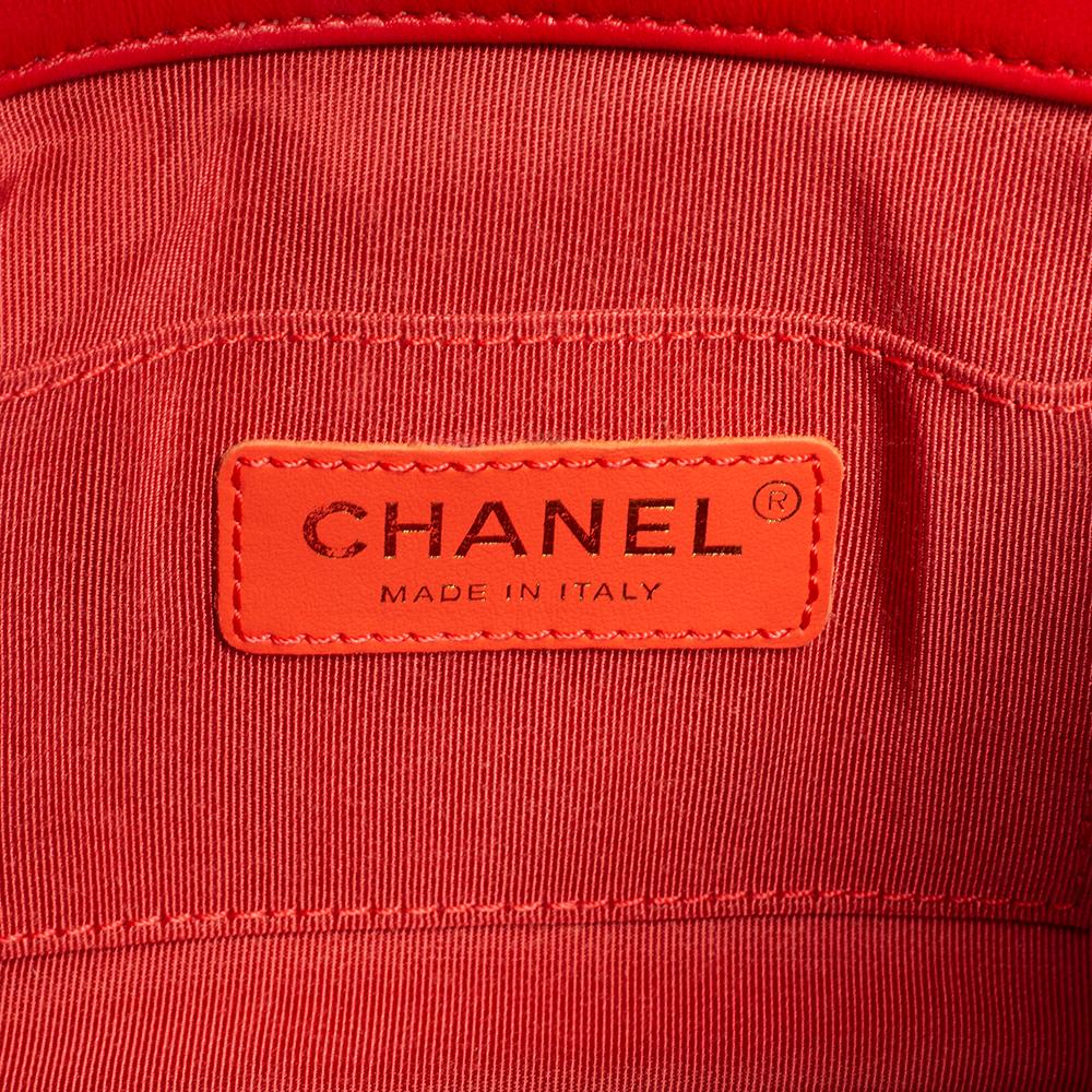 Chanel Coral Red Quilted Leather Small Circular Top Handle Bag 1
