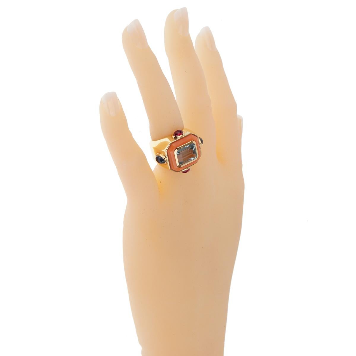 Chanel Paris Koralle Topas Cocktail-Ring (Gemischter Schliff) im Angebot