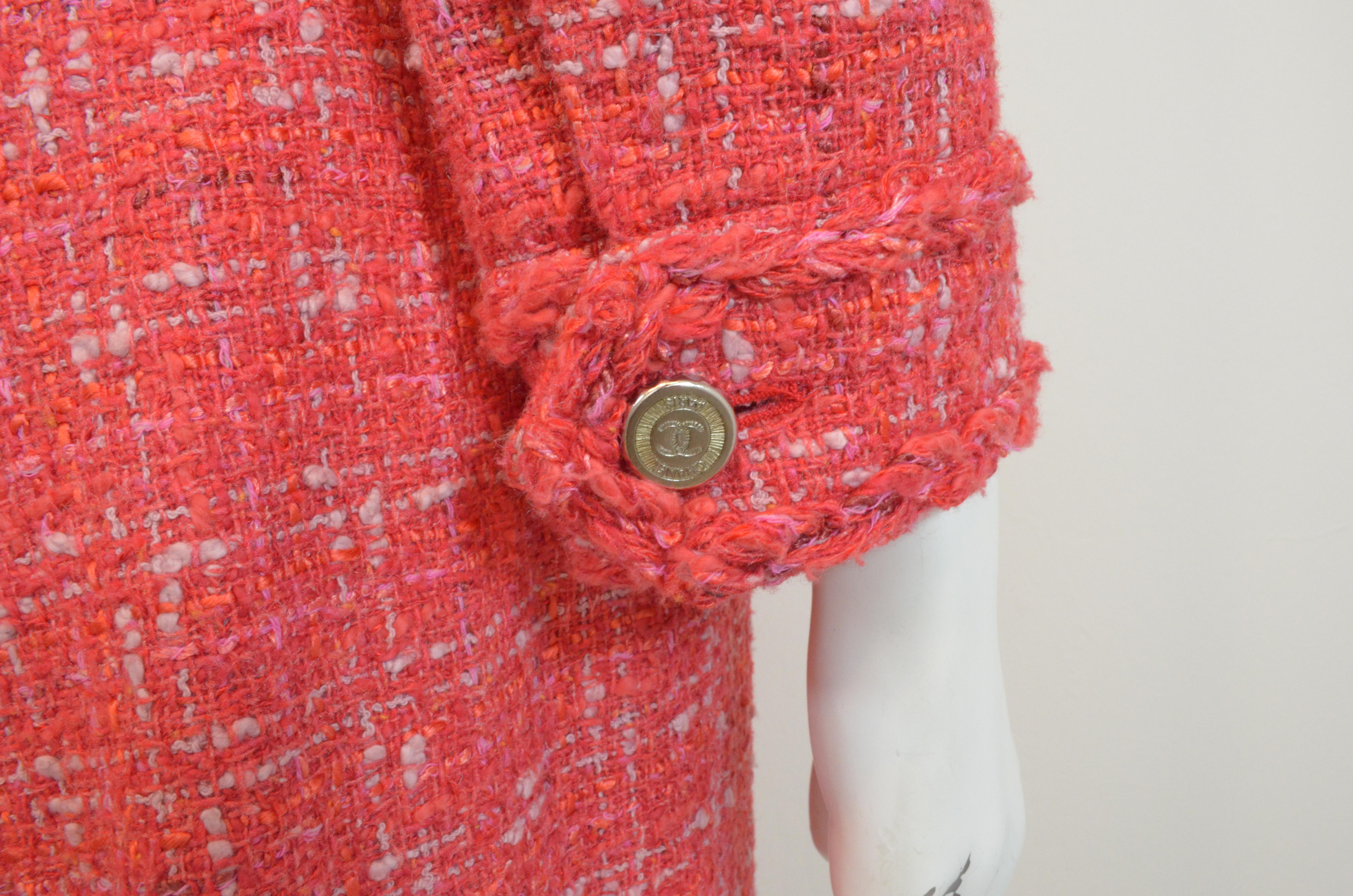 Chanel Coral Tweed Skirt with Chain Belted Jacket Set 5