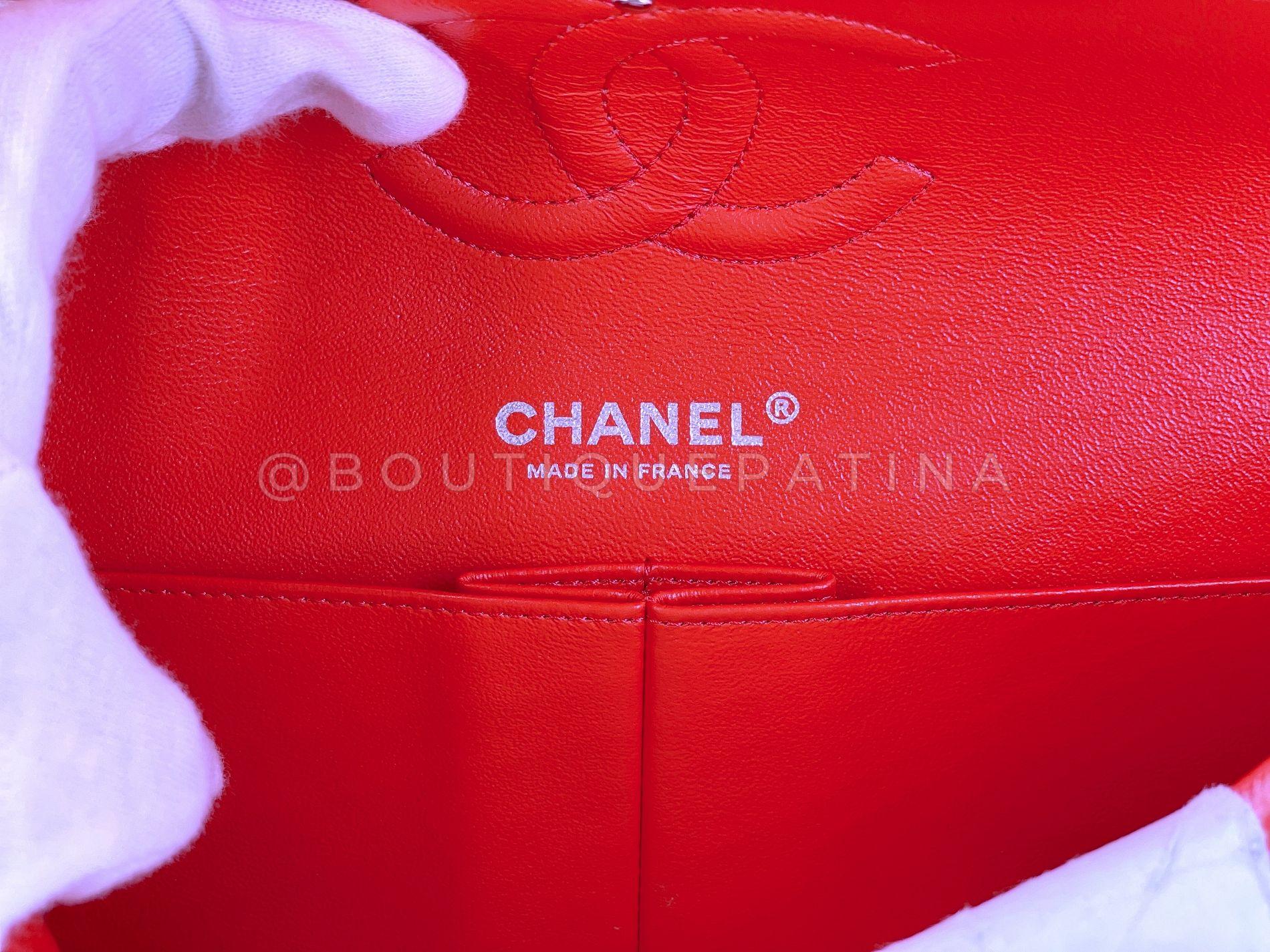 Chanel Coral Velvet Medium Classic Double Flap Bag So Black Metal HW 68242 6