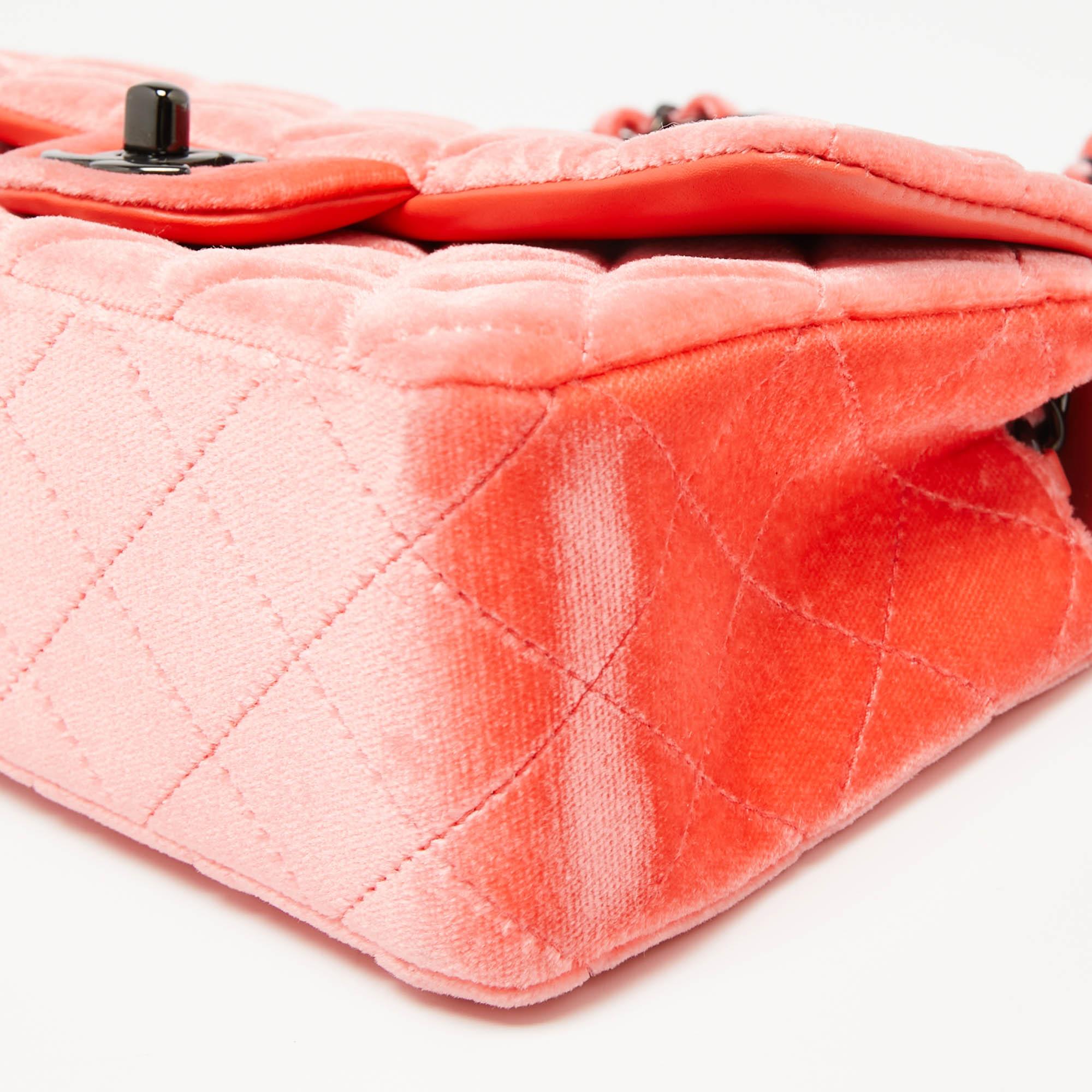 Chanel Coral Velvet New Mini Classic Flap Bag 4