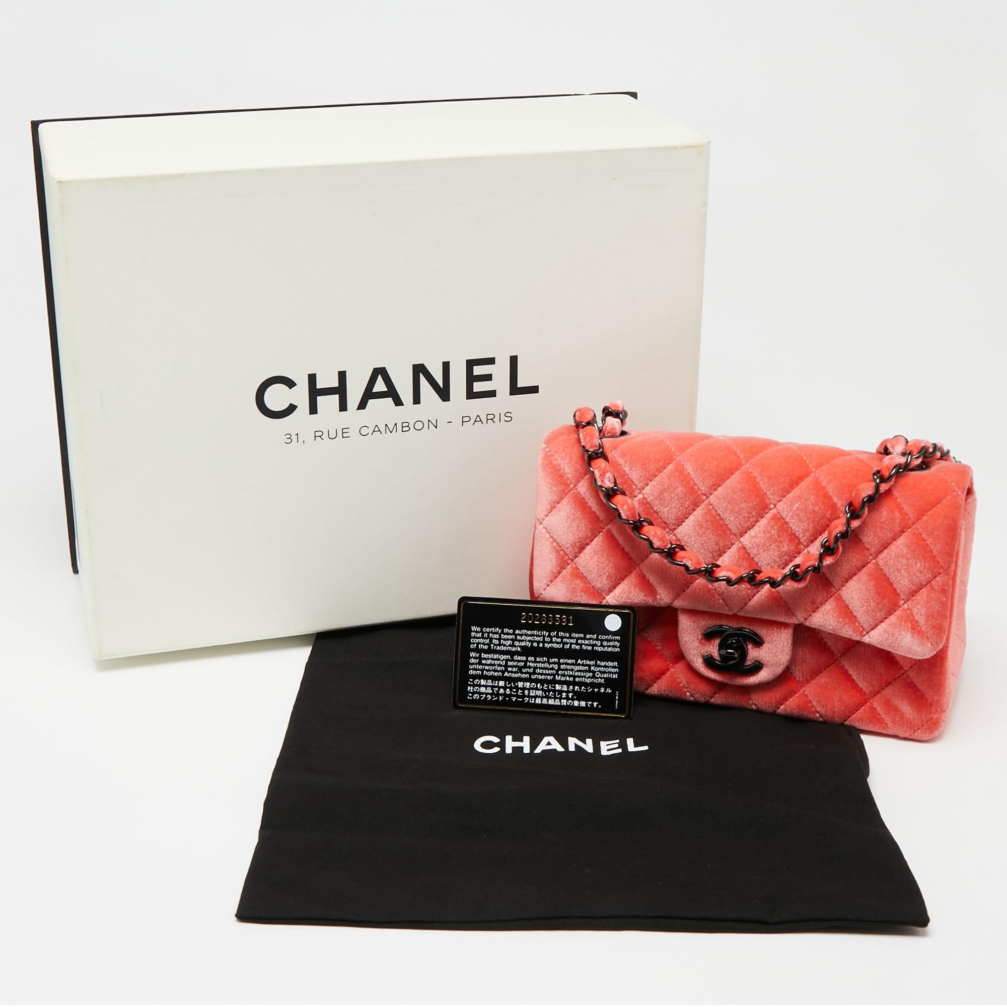 Chanel Coral Velvet New Mini Classic Flap Bag 6