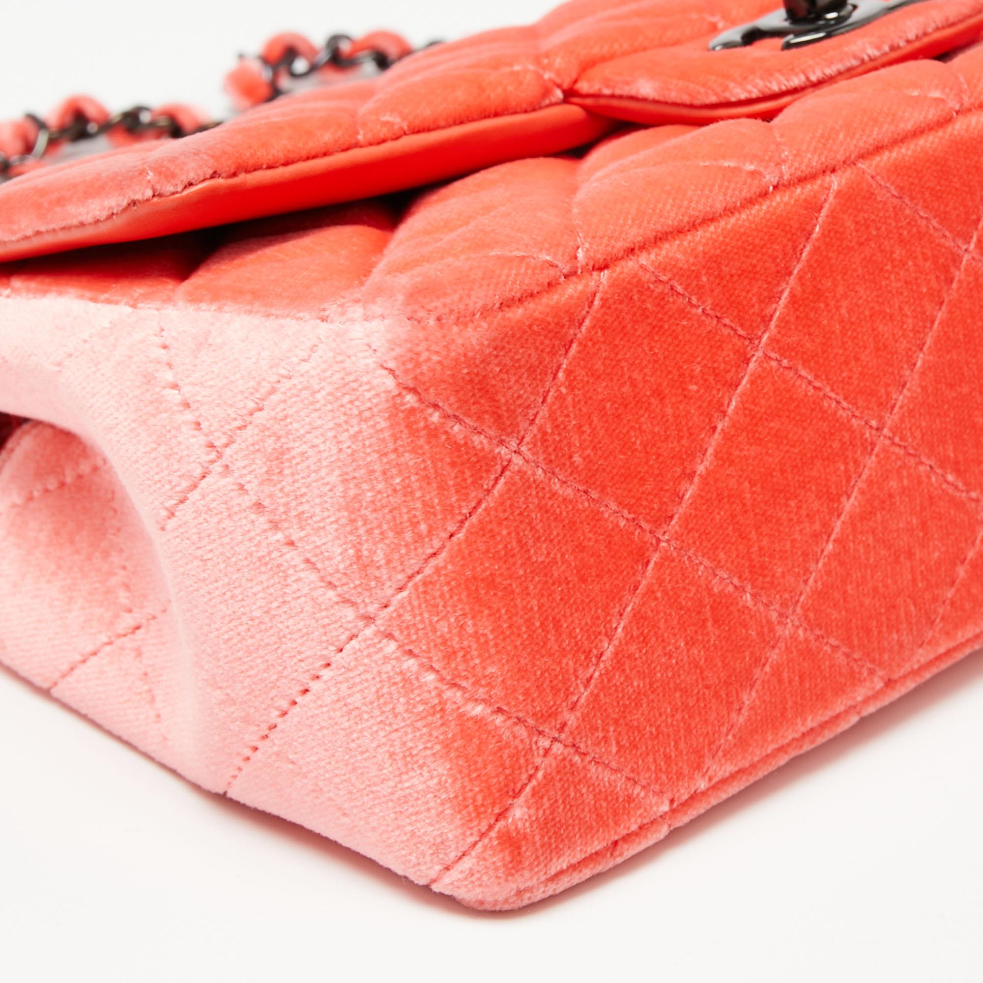 Chanel Coral Velvet New Mini Classic Flap Bag 3