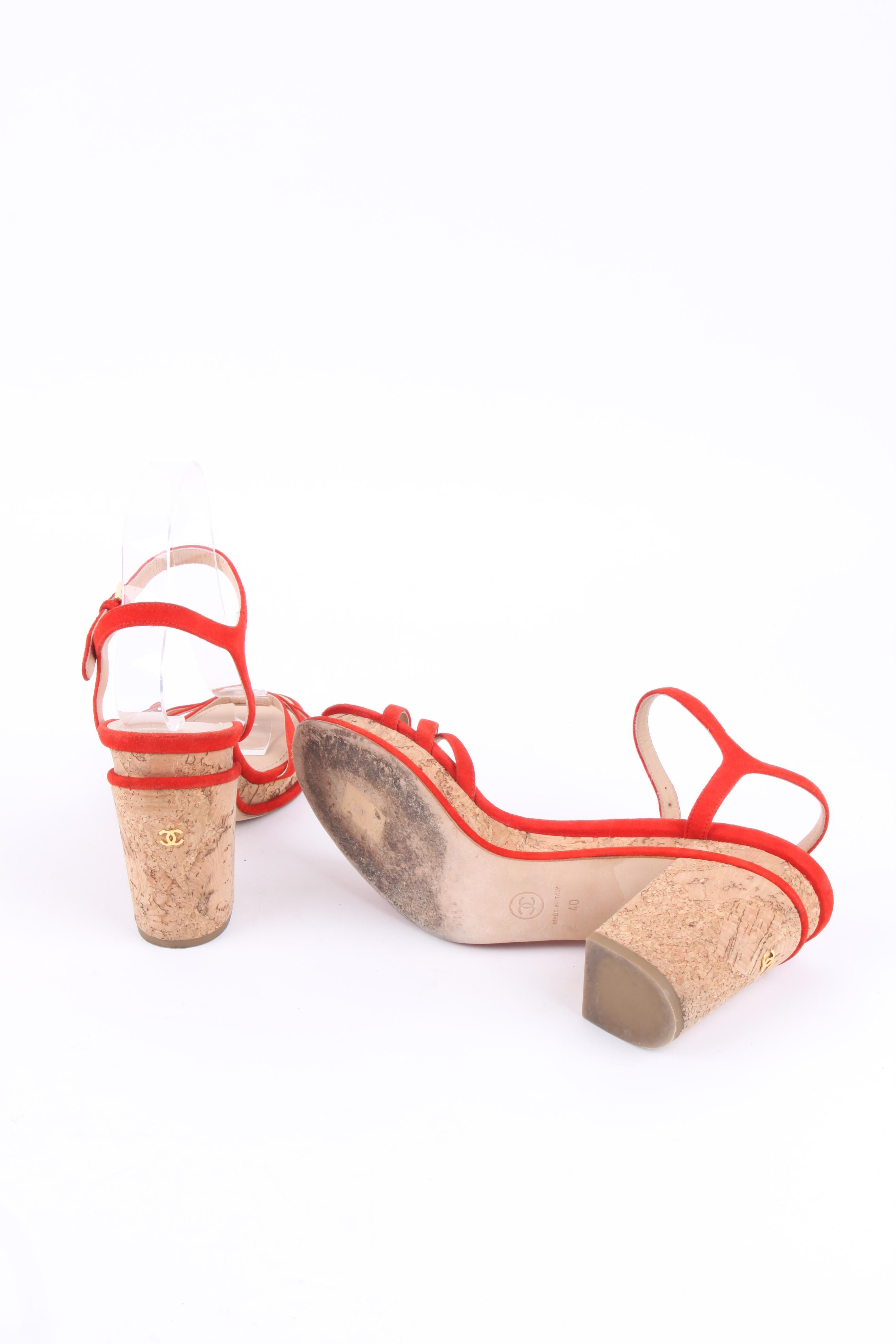 Women's Chanel Cork Sandals - red