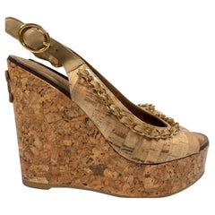 Chanel Cork Wedge With Gold Chain (EU 39)