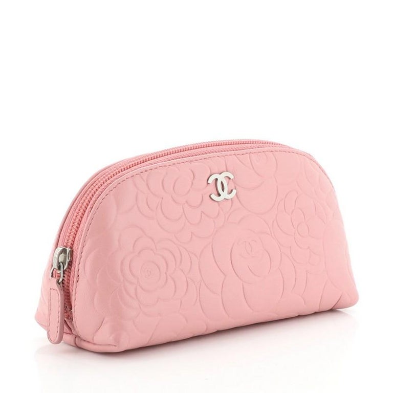 Chanel Cosmetic Case Camellia Lambskin Small at 1stDibs