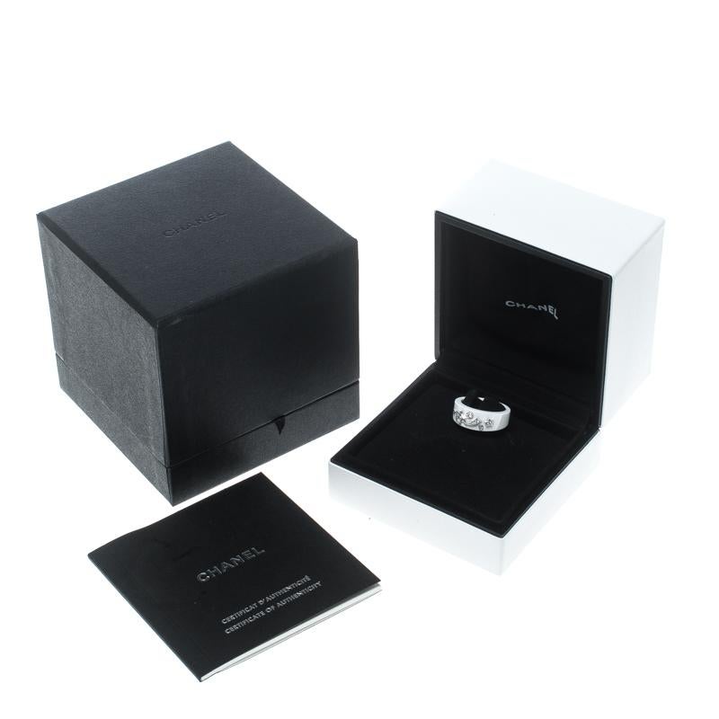 Chanel Cosmique de Chanel Diamond 18k White Gold Ceramic Band Ring Size 50 2