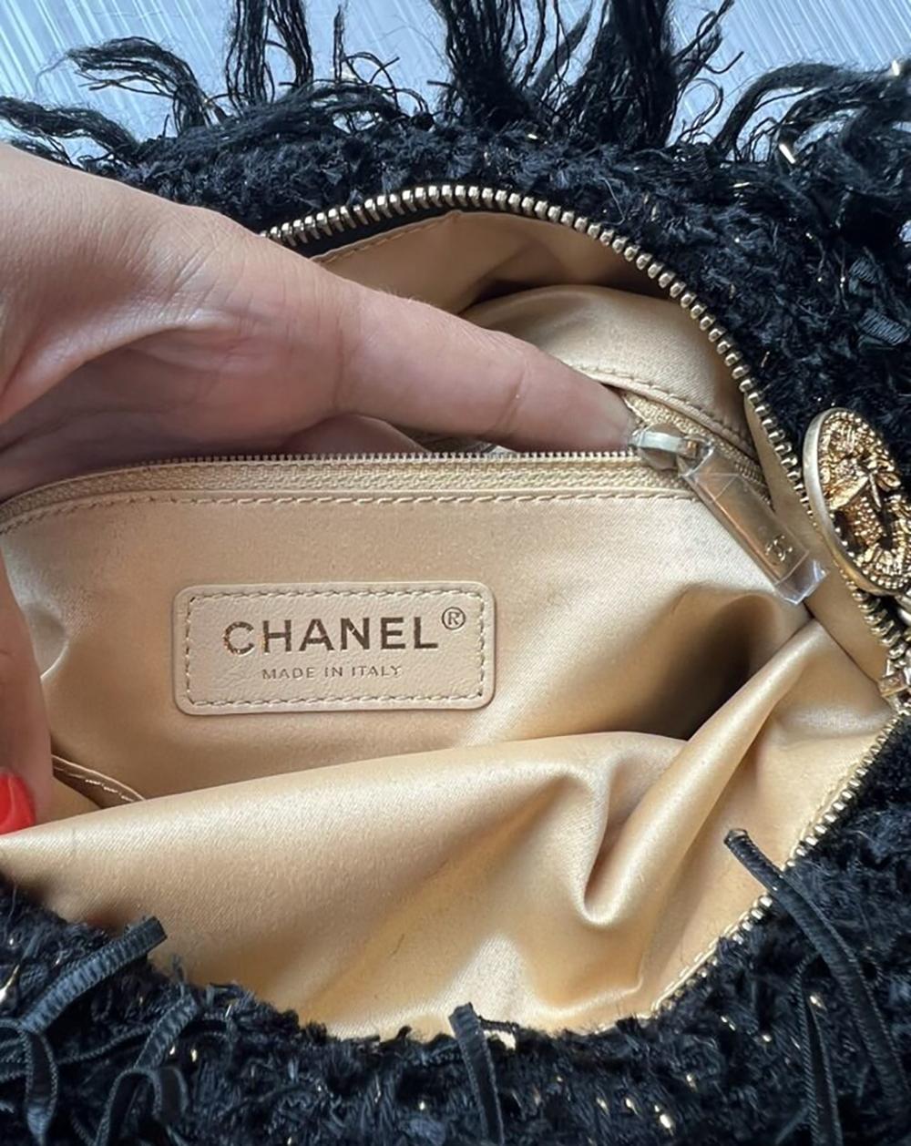Chanel Cosmopolite Chain Trim Tweed Clutch 9