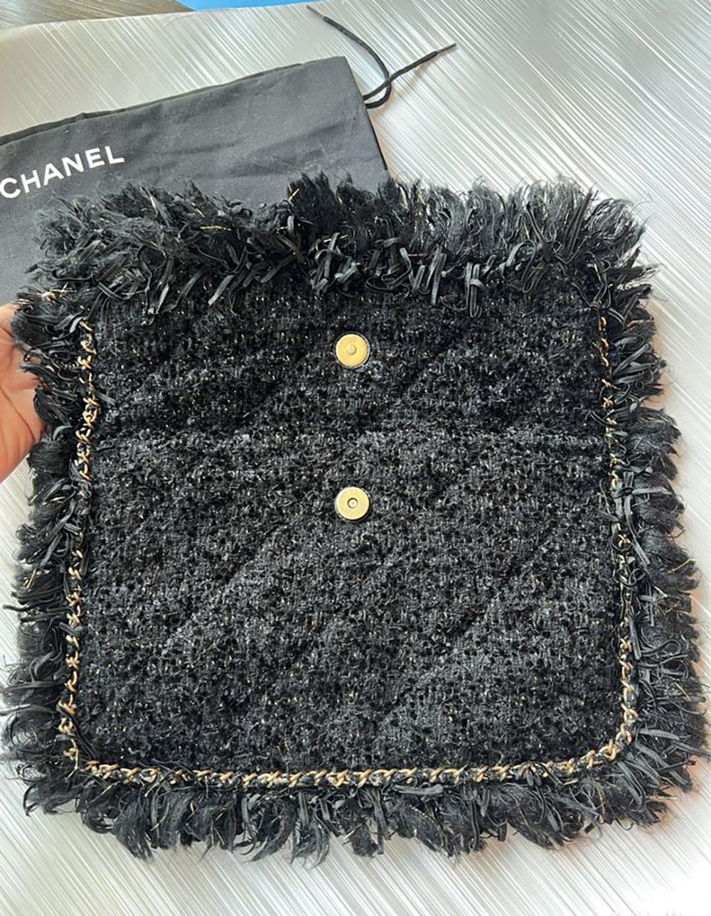 Chanel Cosmopolite Chain Trim Tweed Clutch 5