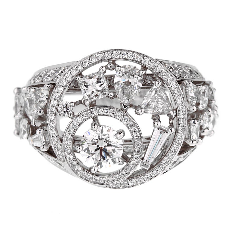 Chanel Cosmos Multi Shaped Diamond Cocktail Gold Ring at 1stDibs